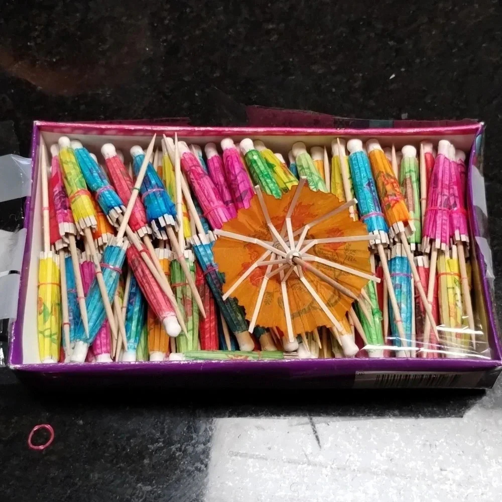 Parasol Picks | Paper Umbrella Drink Food Sticks Decorations | Cocktail Bar Pick